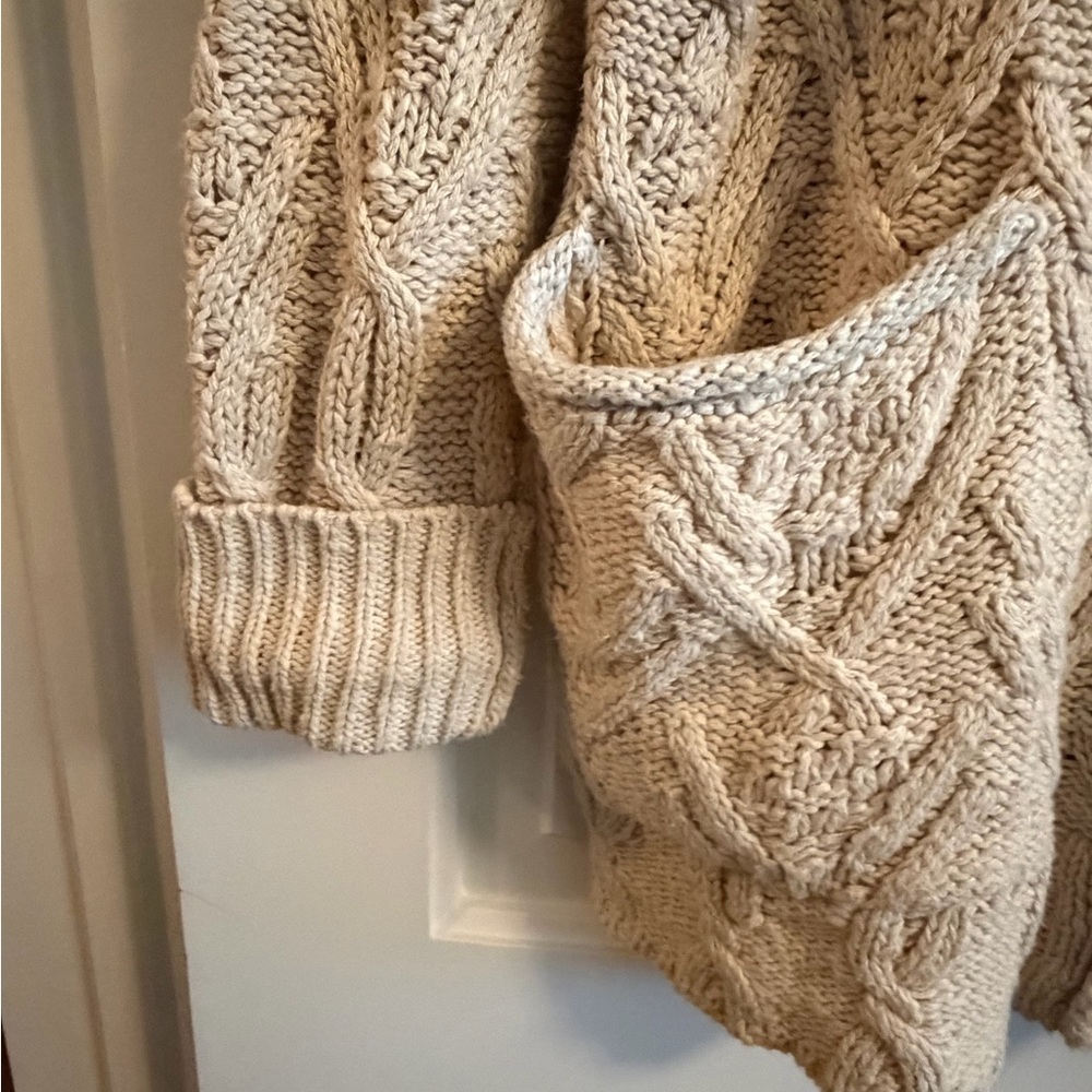 Free People Chunky Cable Knit Button-Front Cardigan - Beige Cream - Picture 2 of 5